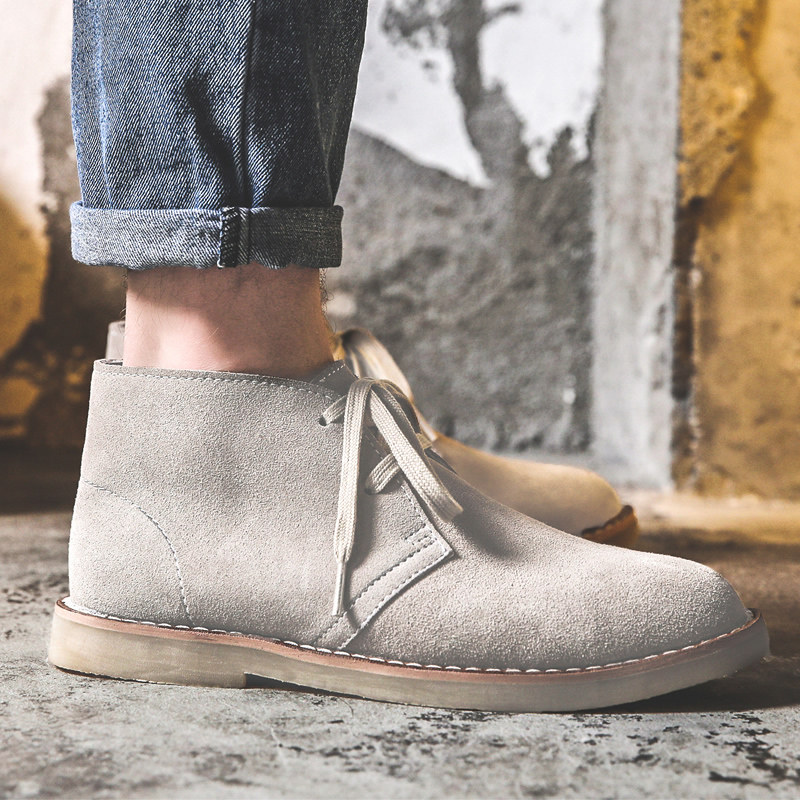 Martin boots men's autumn and winter British style men's boots casual high-top shoes leather short boots medium tube large size desert boots tide