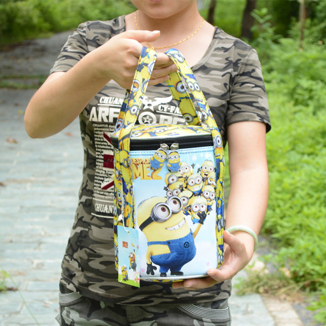 Cartoon Waterproof Lunch Box Bag Round Bucket Lunch Insulation Bag Storage Box Fashion Insulation Handbag ສໍາລັບຜູ້ຊາຍແລະແມ່ຍິງ