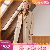 Betu hundred figure double-breasted double-sided woolen coat female character long lapel coat autumn and winter New