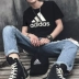 Áo thun Adidas ngắn tay Adidas nam Cotton Cotton thể thao thông thường thoáng khí nửa tay CD4864 - Áo phông thể thao áo tank top Áo phông thể thao