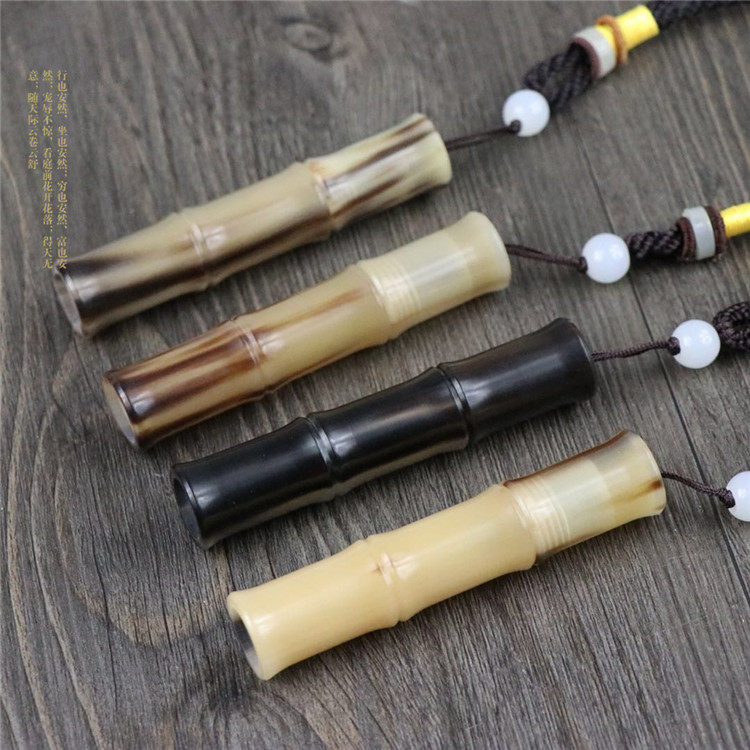 Natural Horn Bamboo Festival High-end Silver Tooth Sign Cylinder Carry-on Mini Square Portable With Toothpick Box Personality Fine Handlebar Piece