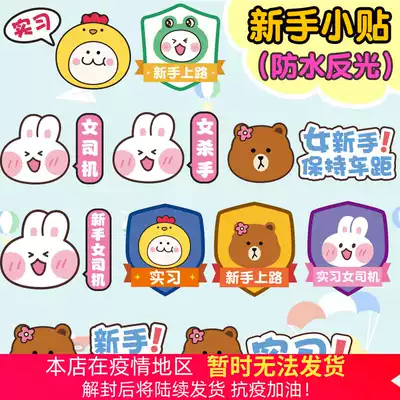 Novice stickers female driver internship novice on the road Cute reflective car stickers Cartoon creative waterproof car decoration stickers