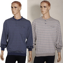 Foreign trade day single mens striped long sleeved sweater jumper casual home clothing coat mens base shirt