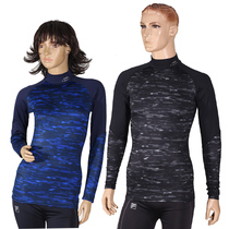 Foreign trade day single men and women winter fine velvet tigora tight compression clothes golf riding T-shirt base shirt stretch