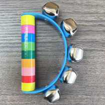 Baby rattle toy half-moon bell iron bell wooden handle children dance performance toddler educational toy