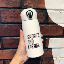  Thermos cup sports oblique span bouncing cover water cup mens simple Korean retro 304 stainless steel cup