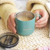 Coffee cup 300ml mug Simple insulation with lid with spoon Men and women office stainless steel household drinking cup