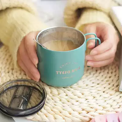 Coffee cup 300ml mug Simple insulation with lid with spoon Men and women office stainless steel household drinking cup