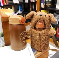  Winter and summer thermos cup childrens 316 stainless steel childrens water cup with straw Cartoon cute portable girl heart cup