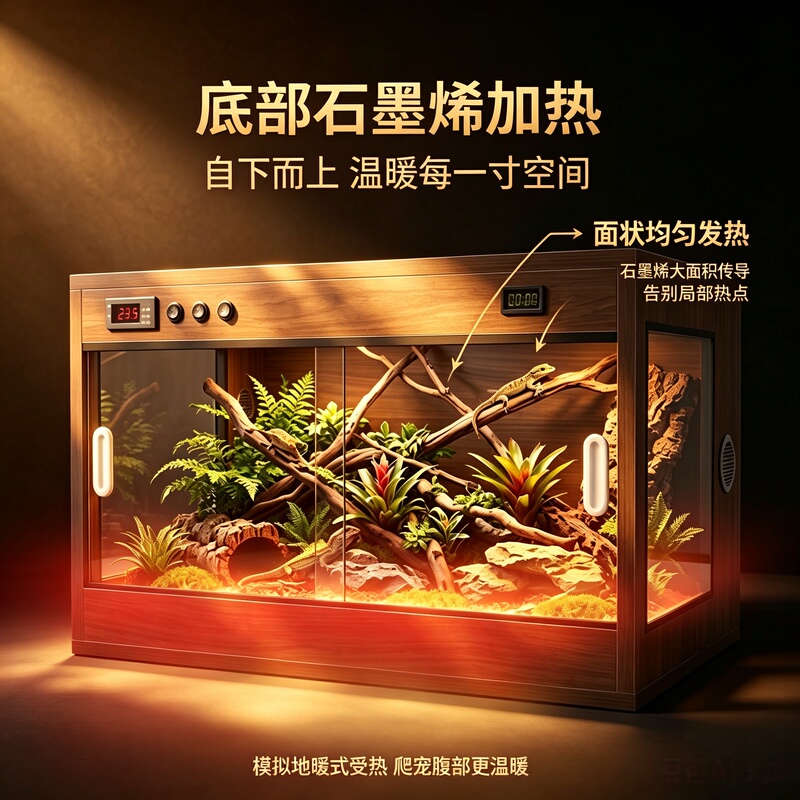 Graphene Bottom-Heated Smart Thermostat Box for Reptiles, Multi-Sided Solid Wood Breeding Box, Snake and Gecko Warming Box Graphene Bottom-Heated Smart Thermostat Box for Reptiles, Multi-Sided Solid Wood Breeding Box, Snake and Gecko Warming Box