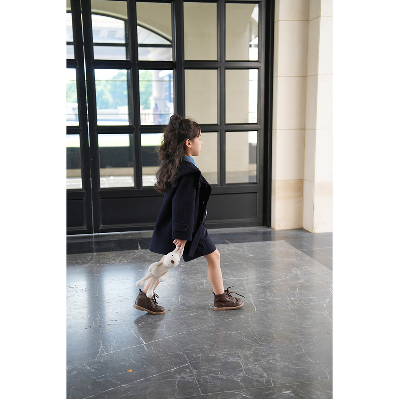 Anyingirl【Anyu】10% Cashmere 90% Wool Unisex Children's Toggle Button Hooded Mid-Length Coat