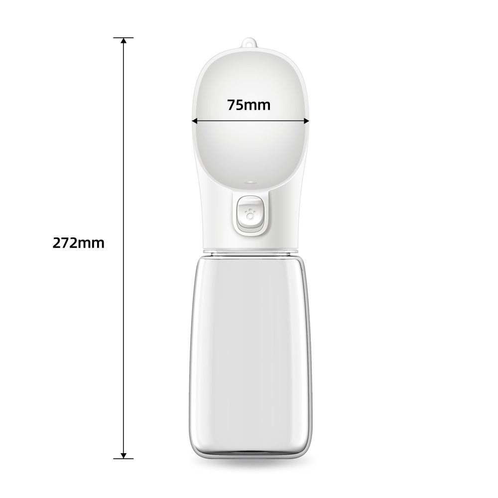 New Generation Press Type Accompanying Cup 550Ml [Pure White]Dog go out kettle Water drinker portable Water cup walk a dog Water dispenser Accompanying feed Water bottle Pets outdoors articles