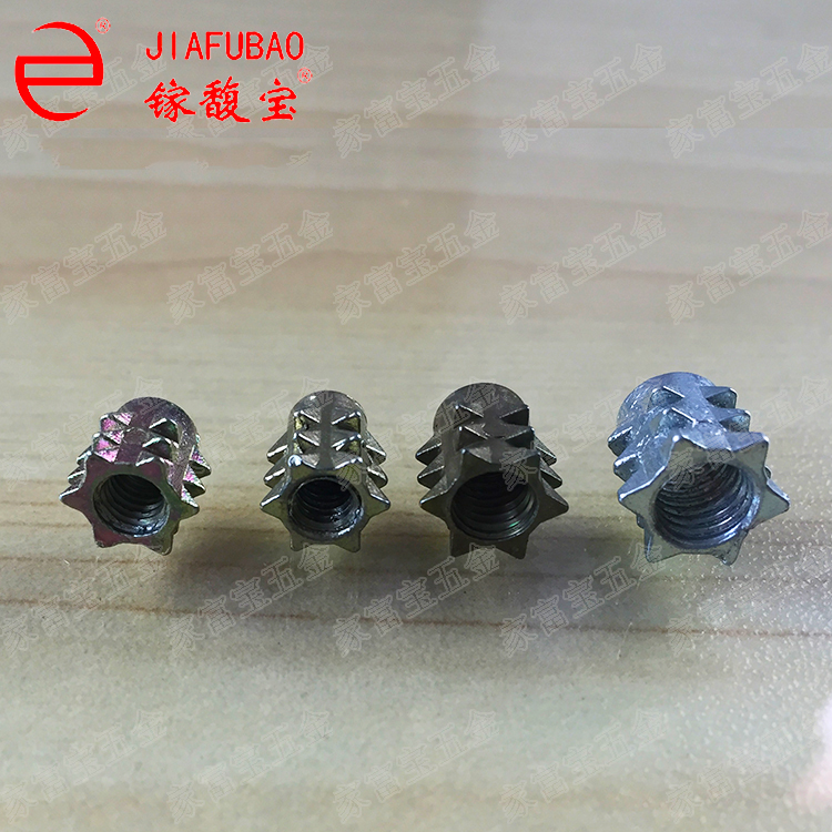 Zinc alloy internal and external teeth without Spurs embedded wooden board inlaid blind hole sealing spike nut furniture link nut