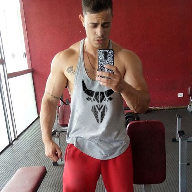 Người đàn ông cơ bắp thể dục thể thao lỏng lẻo vest thể hình đào tạo từ sling trở ngại bông thấm mồ hôi hấp thụ thấp ngực rò rỉ trở lại ao ba lo nam