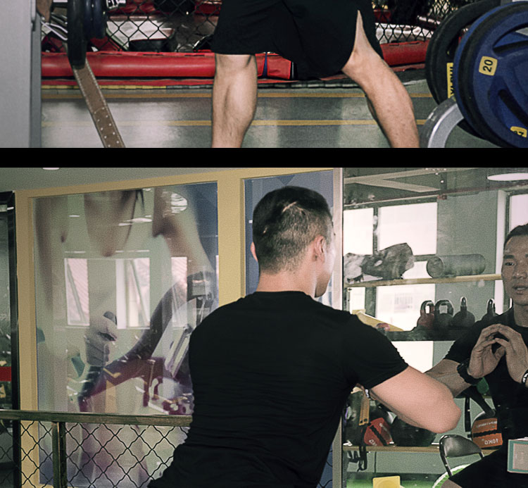 Cơ bắp anh trai tập thể hình thể hình chạy thể lực tập luyện squat lỏng năm điểm quần short cotton dây kéo túi quần dài nam