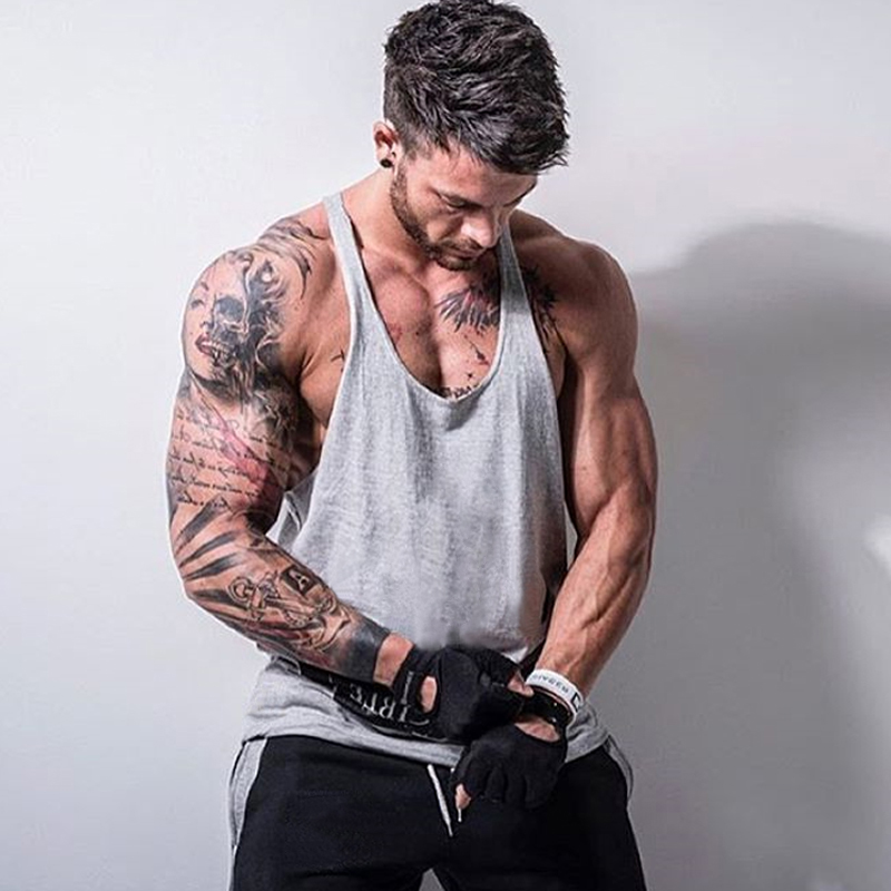 thể dục lỏng cơ bắp kiểu nam vest từ sling vận động bodybuilding đào tạo vest mẫu mồ hôi hấp thụ châu Âu và xu hướng Mỹ