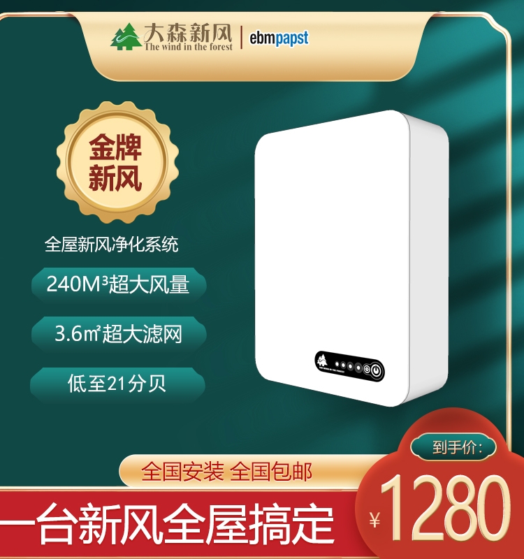 Dasen fresh air system ventilator wall-mounted formaldehyde haze and dust removal window-type air oxygenation ventilation purifier