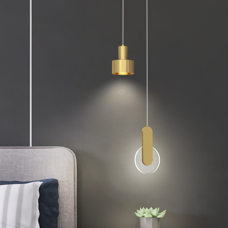 Nordic Light Luxury Headboard Small Chandelights Creative Double Head Black Gold Bedroom Chandelia LED Brief Modern Long Line Bar