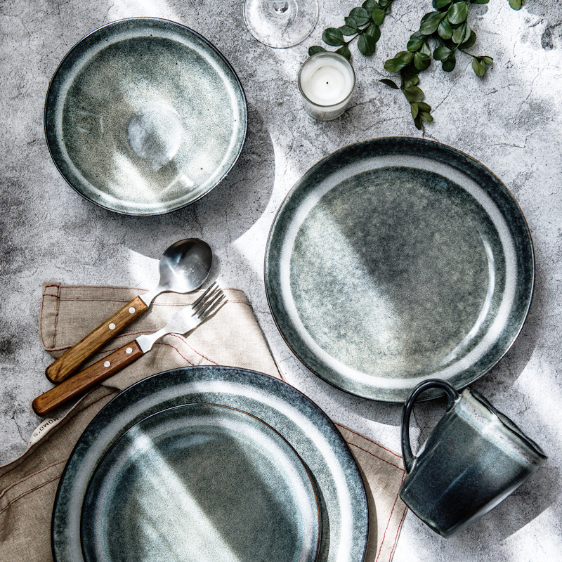 Lototo Japanese - style tableware suit ceramic dishes with rainbow such use creative steak 0 salad plate of the flat plate