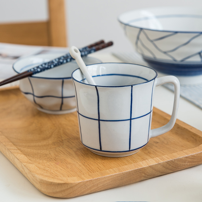 Japanese Korean hand - made ins lototo grid wind household have the ceramic cup, coffee cup tea cup