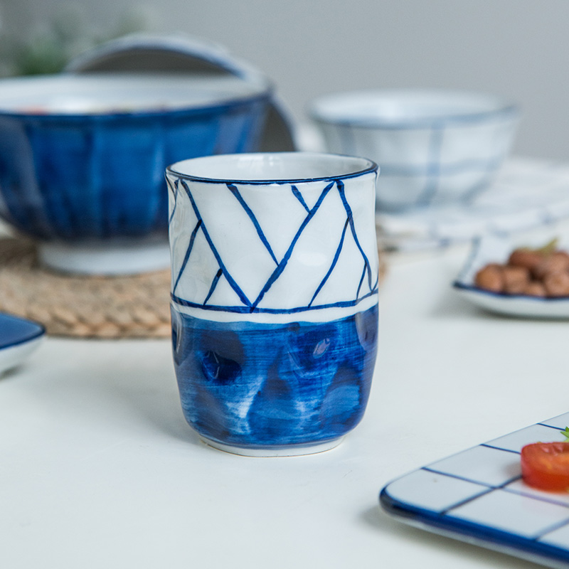 Japanese Korean hand - made ins lototo grid wind household have the ceramic cup, coffee cup tea cup