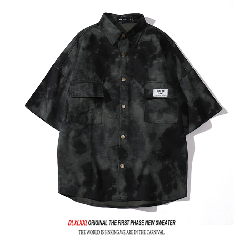 Summer American Retro West Coast Camouflage Workwear Short-Sleeved Shirt Men's Trendy Hip-Hop Loose Casual Couple Shirt