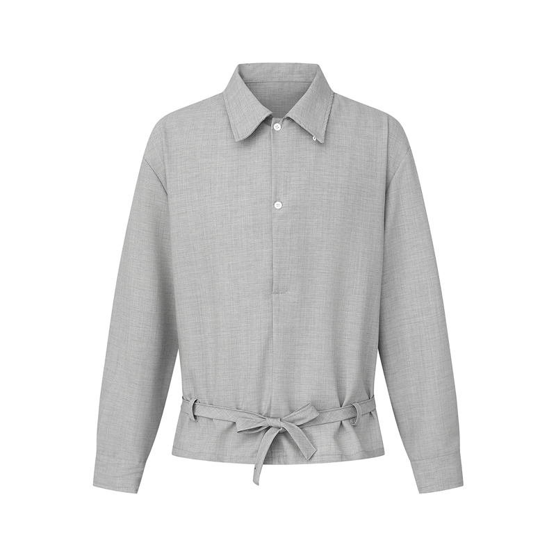 Gxfortune Stylish Half-Open Collar Tie-Up Shirt Multi-Form Long-Sleeve Shirt with Tie Casual Lapel Layering Gxfortune Stylish Half-Open Collar Tie-Up Shirt Multi-Form Long-Sleeve Shirt with Tie Casual Lapel Layering