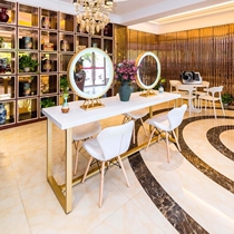 Nordic barber shop mirror with LED lamp floor mirror full-length mirror hairdressing mirror hair salon dedicated barber shop mirror table