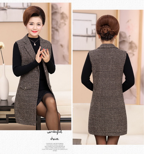 Áo vest nữ trung niên mùa xuân và mùa thu mẫu trong phần dài buông thả mẹ mặc áo khoác giản dị vest nữ trung niên đầm u50