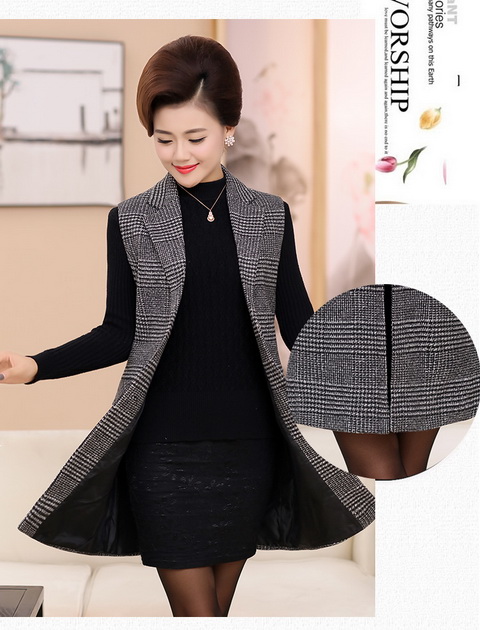 Áo vest nữ trung niên mùa xuân và mùa thu mẫu trong phần dài buông thả mẹ mặc áo khoác giản dị vest nữ trung niên đầm u50