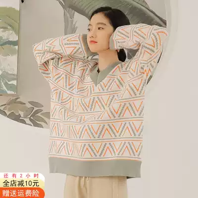 Sweater women 2021 early autumn new sweater spring thin coat coat winter retro Japanese lazy wind stripes
