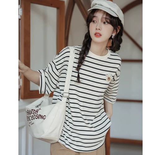 Весенняя летняя футболка с коротким рукавом, 2023, в корейском стиле