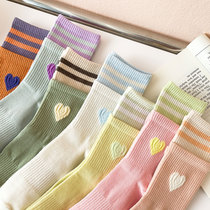 (2 pairs) Japanese macaron cute girl in the tube ins tide love