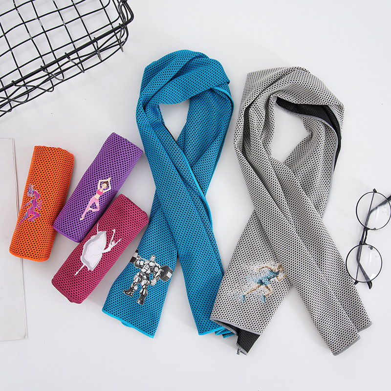 Double-layer ice cold towel cold towel men and women use sweat-wiping quick-drying exercise running to cool down sweat-absorbing ice towel wrist towel