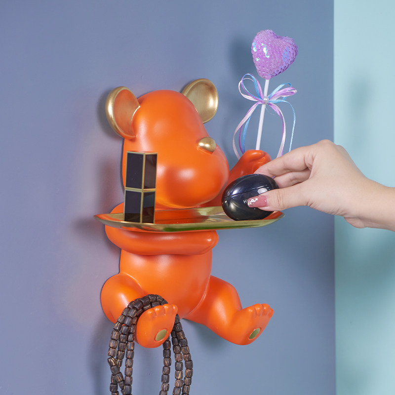 Net red violent bear home decoration adhesive hook door entrance door key shelf living room light luxury Wall Wall Wall wall hanging