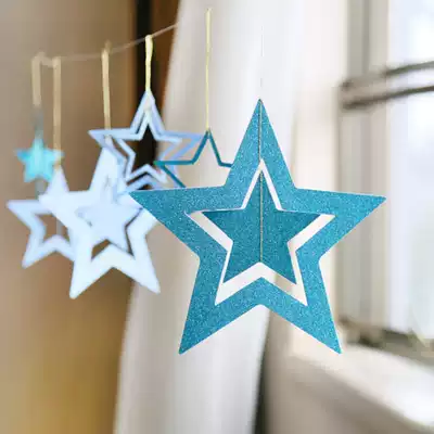 Christmas decoration hollow creative five-pointed star room hanging decoration store window Festival star hanging decoration layout