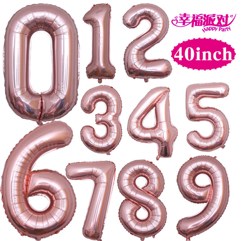 40 Inch Rose Gold Big Numbers Aluminum Film Balloon Birthday Party Decoration Dress Up For Wedding Wedding Wedding