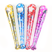 Cartoon round head aluminum film handheld stick batter New year childrens toy gift school kindergarten gas stick balloon