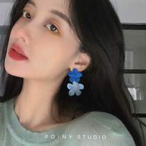 Earrings 2020 new summer temperament blue flower earrings fresh and versatile simple earring studs earring female tide