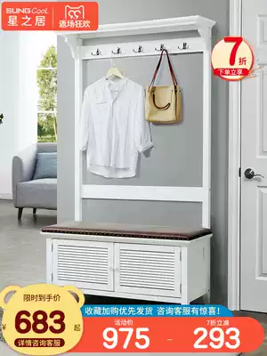 Solid Wood hanger shoe cabinet integrated floor bedroom home living room shoe bench clothes rack door shoe rack