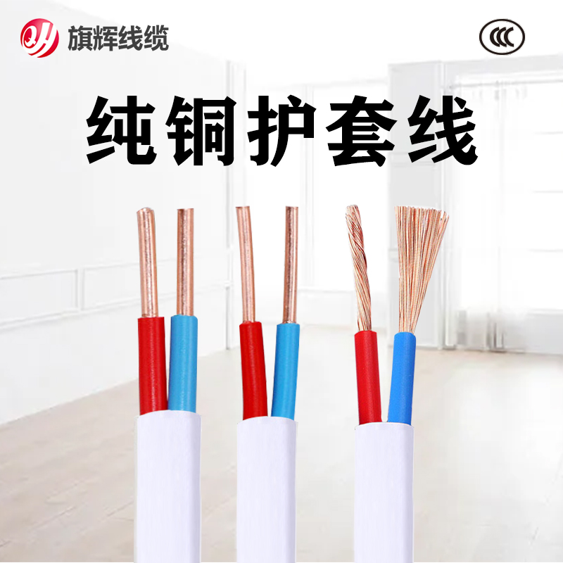 Wire RVV2 core 1 5 2 5 4 6 square sheathed wire pure copper core copper wire flexible wire Household cable Power cord