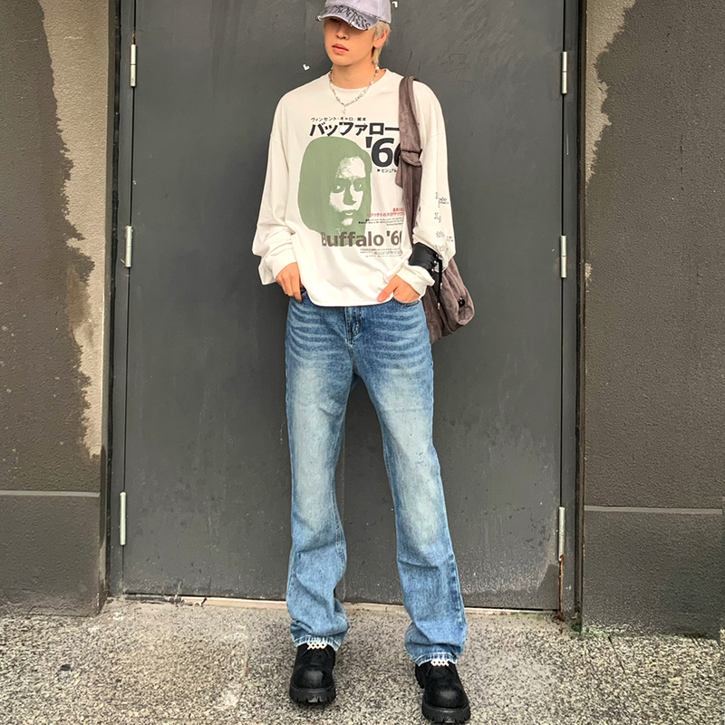 Kennijima Same Style 517 Jeans Vintage High Street Flared Floor-Length Cleanfit Dark Blue Vibe