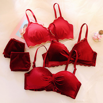 Red lingerie suit This life New womans new no steel ring small breasts gather up to anti-drooping lace sexy thin