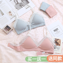 Underwear women without steel ring small breasts gathered thin comfortable seamless lace sweet girl ultra-thin big chest small bra