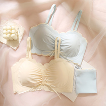 No-scratches-breasted underwear womens small breasts gather without steel ring teenage girl Summer slim large breasted with small breasted bra without shoulder strap bra