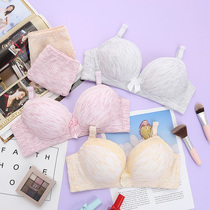 No steel ring bra gathering small chest underwear set thin breathable lace sexy baby girl cute bra