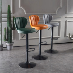 Bar Stool with Adjustable Height and Swivel, Wrought Iron High Chair, Light Luxury, Modern and Simple, Home Use, with Backrest, Stylish Bar Chair