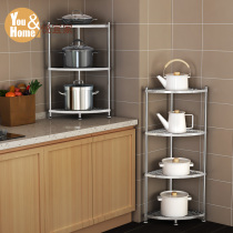  304 stainless steel kitchen triangle rack Corner rack pot rack Storage supplies floor-to-ceiling multi-layer pot rack
