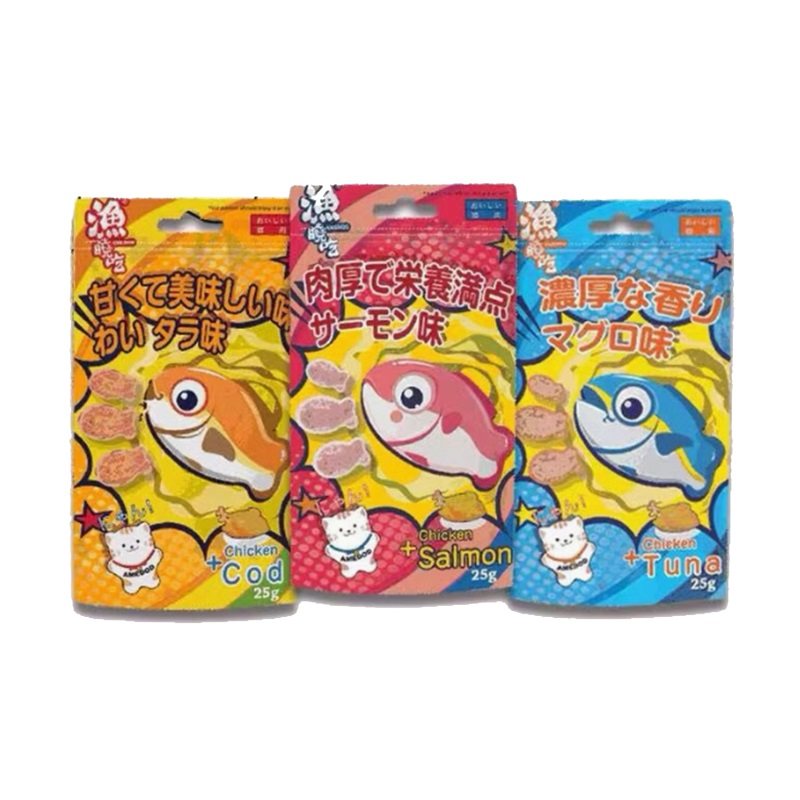 渔晓吃小鱼饼干夹心肉粒猫咪零食洁齿磨牙逗猫鱼肉猫零食补充蛋白