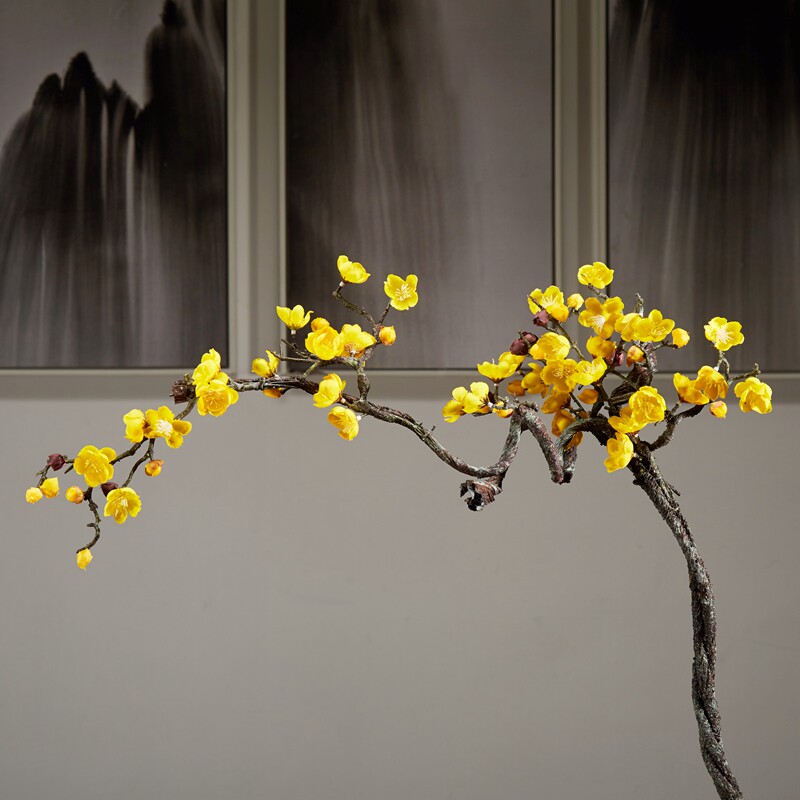 Single branch long branch imitation proud plum blossom wintersweet fake flower living room floor-to-ceiling flower arrangement home decoration wedding flower art promotion